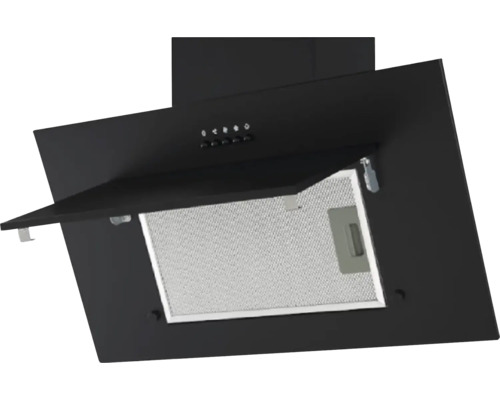 Čierny digestor s kovovým filtrom