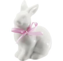 Biela keramická figúrka veľkonočného zajaca so stuhou