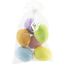 Viacfarebné hubky do kúpeľa v sieťovom vrecku