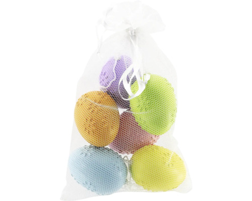 Viacfarebné hubky do kúpeľa v sieťovom vrecku