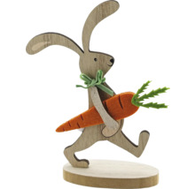 Dekoratívny veľkonočný zajačik z dreva s mrkvou