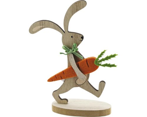 Dekoratívny veľkonočný zajačik z dreva s mrkvou