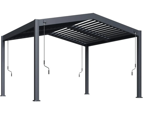 Kovová pergola s nastaviteľnými lamelami pre záhradu