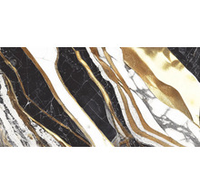 Dekoratívne dlaždice so vzhľadom mramoru, čierne, biele a zlaté žily