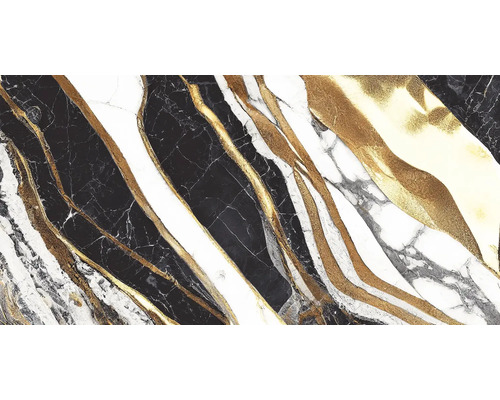 Dekoratívne dlaždice so vzhľadom mramoru, čierne, biele a zlaté žily