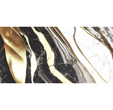 Detail mramorovej dlaždice so zlatými, čiernymi a bielymi tónmi