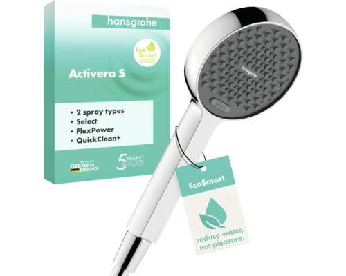 Ručná sprcha Hansgrohe Activera S s funkciou EcoSmart a súvisiacim balením