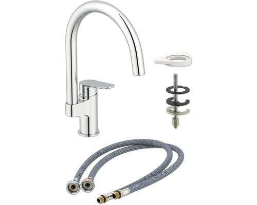 Kuchynská batéria s inštalačným materiálom a flexibilnými hadicami