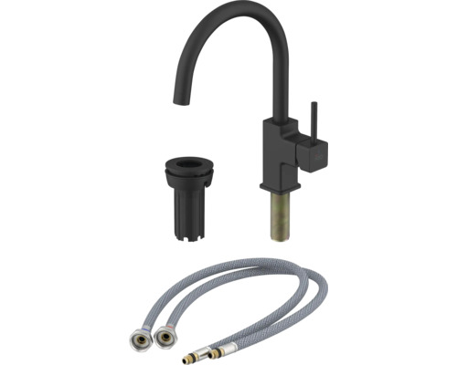 Čierna kuchynská batéria s príslušenstvom