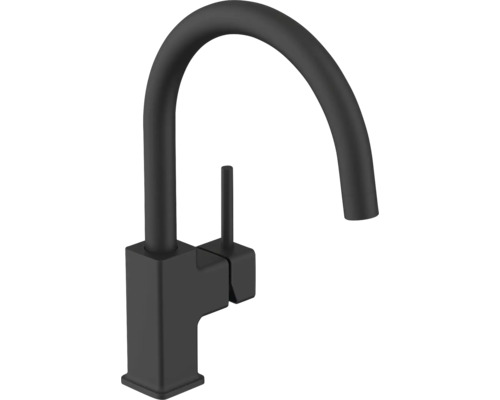 Čierna kuchynská batéria s vysokým výtokom