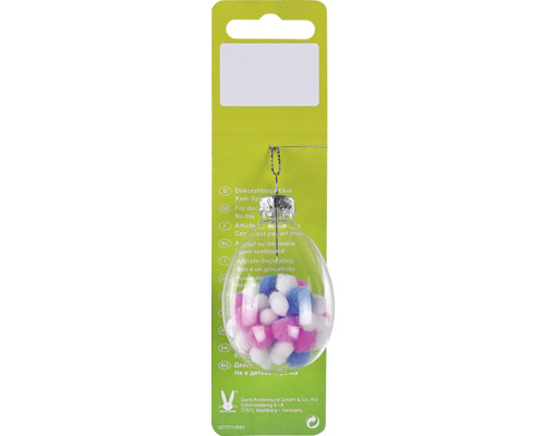 Dekoratívny predmet s farebnými brmbolcami v priehľadnej guli