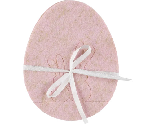 Veľkonočná podložka vajíčko filc 12 x 15 cm ružová 3 ks Súprava ružových podložiek pod vajíčka z plsti, zviazaných stuhou