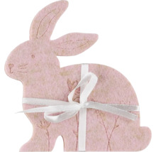 Dekoratívny zajačik z plsti so stuhou ako veľkonočná dekorácia