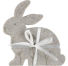 Dekoratívny zajačik z plsti so stuhou ako veľkonočná dekorácia