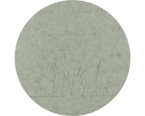 Okrúhla plstená podložka s motívom zajačikov a kvetov