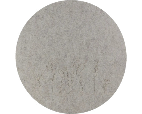 Okrúhla plstená podložka s motívom králikov a kvetov