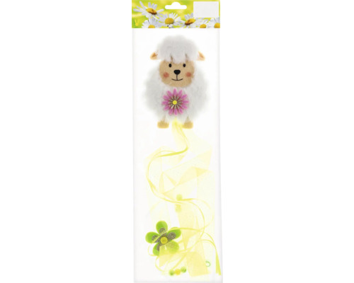 Dekoratívna plyšová ovečka so stuhou v blistrovom balení