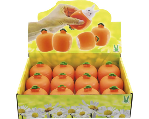 Škatuľa antistresových loptičiek s dizajnom mrkvy a králika