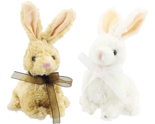 Dva plyšoví zajace s mašľou ako dekorácia