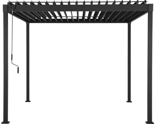 Čierna pergola s nastaviteľnou lamelovou strechou