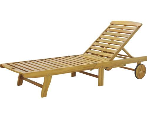 Drevené ležadlo s nastaviteľným operadlom a kolieskami