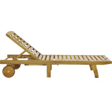 Drevené ležadlo s kolieskami a nastaviteľným operadlom