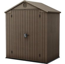 Záhradná skriňa s dvojkrídlovými dverami a sedlovou strechou na vonkajšie skladovanie