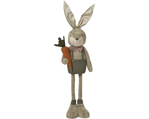 Plyšový zajac s mrkvou, motýlikom a károvanými nohavicami