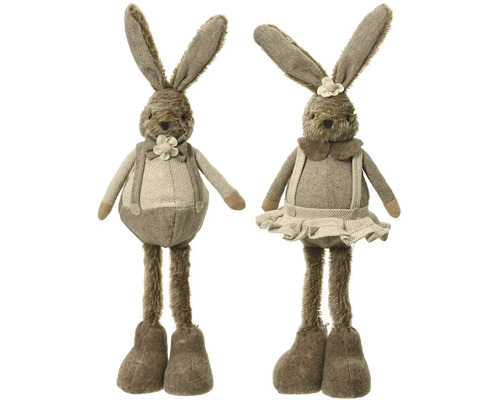 Dva látkoví zajace s dlhými nohami ako dekorácia
