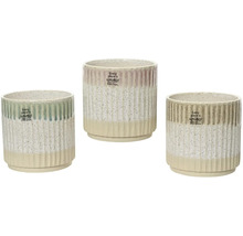 Tri ryhované keramické kvetináče s nápisom z Portugalska