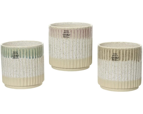 Tri ryhované keramické kvetináče s nápisom z Portugalska