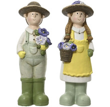 Dekoratívne figúrky záhradná dekorácia muž a žena s kvetmi