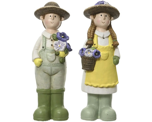 Dekoratívne figúrky záhradná dekorácia muž a žena s kvetmi