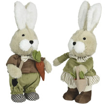 Dekoratívne figúrky veľkonočných zajačikov s mrkvou, v sade