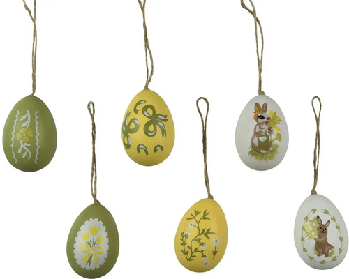 Dekoratívne veľkonočné vajíčka s rôznymi motívmi a závesmi