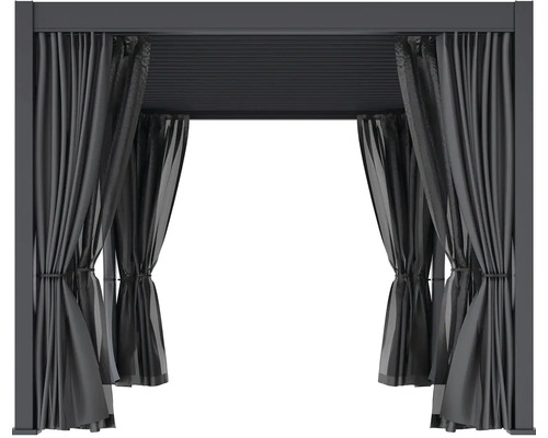 Pergola so závesmi pre vonkajšie použitie
