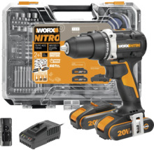 Akumulátorový vŕtací skrutkovač Worx Nitro s príslušenstvom, batériami a nabíjačkou