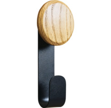 Nástenný hák s okrúhlou drevenou hlavou a kovovým hákom