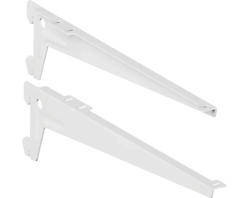 Uhlová konzola D 280 mm, biela, 2 kusy Dva biele držiaky políc na montáž na stenu.