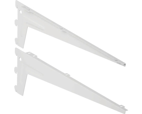 Uhlová konzola D 480 mm, biela, 2 kusy Dva kovové držiaky políc