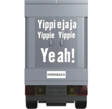 Model transportéra Hornbach s nápisom Yippie jaja Yippie Yippie Yeah!