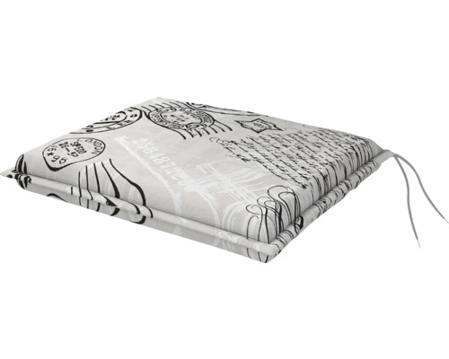 Štvorcový sedák s motívom pohľadnice a viazacími pásikmi