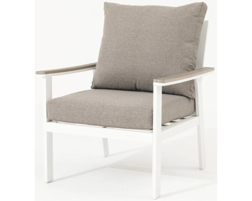 Záhradná stolička s opierkami na ruky, sedacím vankúšom a chrbtovým vankúšom