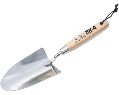 Záhradná lopatka s drevenou rukoväťou a pútkom na zavesenie