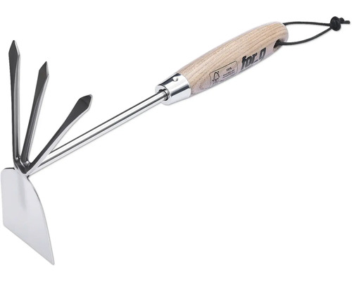 Kombinovaná motyka s drevenou rukoväťou na záhradné práce