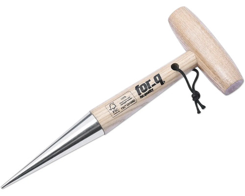 Sádzací kolík For-Q z ocele a dreva s kovovou vložkou a logom spoločnosti