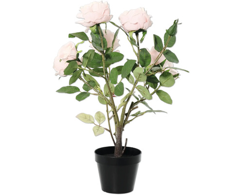 Umelá rastlina ružový krík v čiernom kvetináči