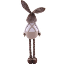 Plyšový zajac s dlhými nohami a trakmi