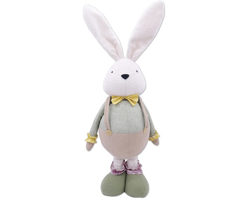 Plyšový zajac s motýlikom a trakmi