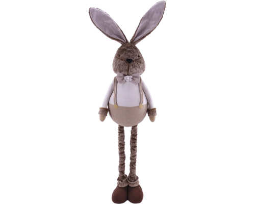 Dekorácia zajac stojaci 135 cm hnedý Dekoratívny látkový zajac s trakmi a motýlikom ako veľkonočná dekorácia